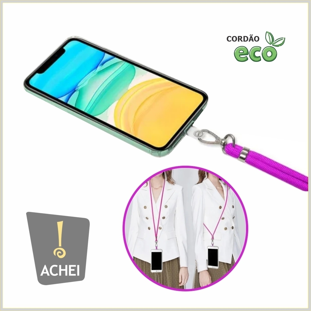 Cordão para Celular em algodão-crú